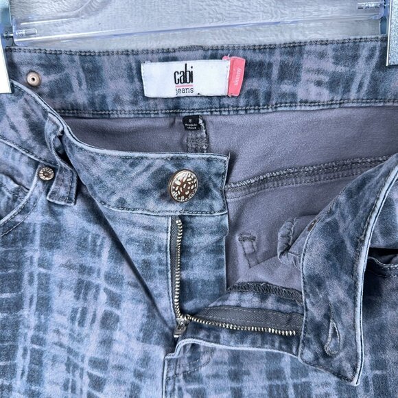 Cabi Jeans Skinny Denim Stretch Grid Print Low Rise Womens Navy Gray Size 8 - Picture 5 of 12